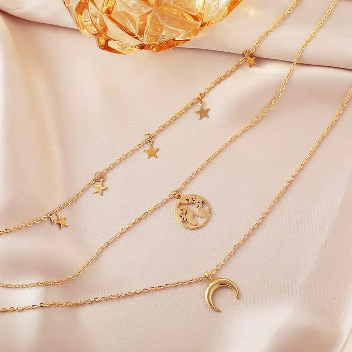 Necklaces Yellow Chimes Yellow Chimes Fashion Multilayer Gold Toned Chain Choker Necklace Combo for Women and Girls
