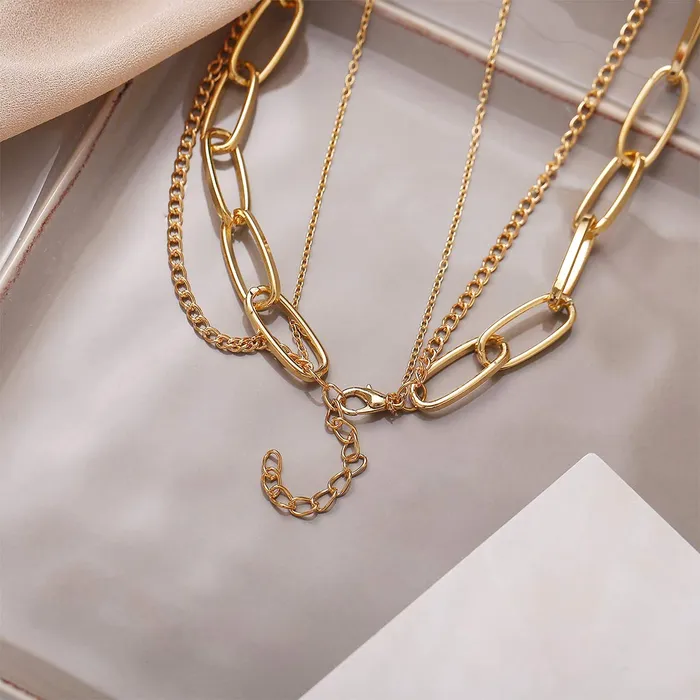 Necklaces Yellow Chimes Yellow Chimes Fashion Multilayer Gold Toned Chain Choker Necklace Combo for Women and Girls