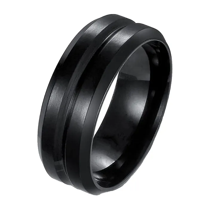 Yellow Chimes Rings for Men Black Polished Smooth Finished Metal Stainless Steel Band Designed Ring for Men and Boys Yellow Chimes Rings