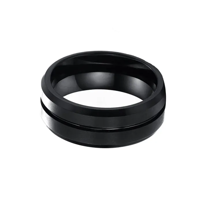 Yellow Chimes Rings for Men Black Polished Smooth Finished Metal Stainless Steel Band Designed Ring for Men and Boys Yellow Chimes Rings