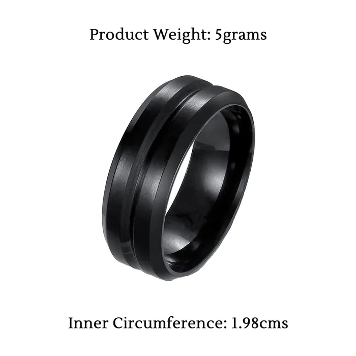 Yellow Chimes Rings for Men Black Polished Smooth Finished Metal Stainless Steel Band Designed Ring for Men and Boys Yellow Chimes Rings