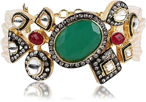 Yellow Chimes Traditional Kundan Moti Stylish Gold Plated Bracelet for Women and Girls Yellow Chimes Necklaces