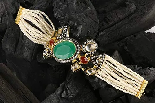 Yellow Chimes Traditional Kundan Moti Stylish Gold Plated Bracelet for Women and Girls Yellow Chimes Necklaces