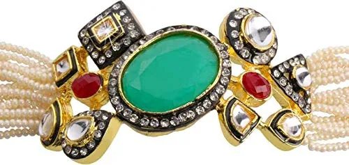 Yellow Chimes Traditional Kundan Moti Stylish Gold Plated Bracelet for Women and Girls Yellow Chimes Necklaces