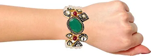 Yellow Chimes Traditional Kundan Moti Stylish Gold Plated Bracelet for Women and Girls Yellow Chimes Necklaces