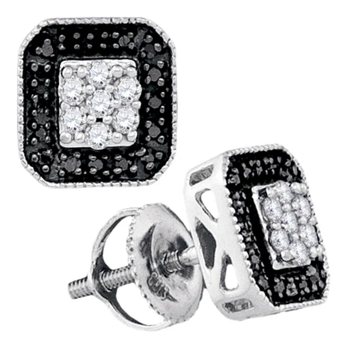 10kt White Gold Womens Round Black Color Enhanced Diamond Square Frame Cluster Earrings 14 Cttw mayamila Earrings 10kt White Gold Womens Round Black Color Enhanced Diamond Square Frame Cluster Earrings 14 Cttw mayamila Earrings