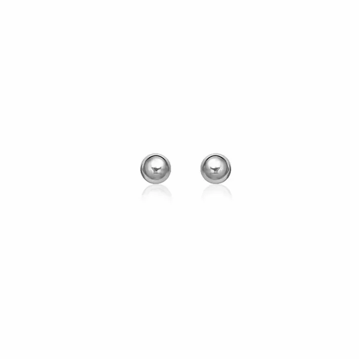 14k White Gold Classic Round Stud Earrings 50 mm MayaMila Earrings
