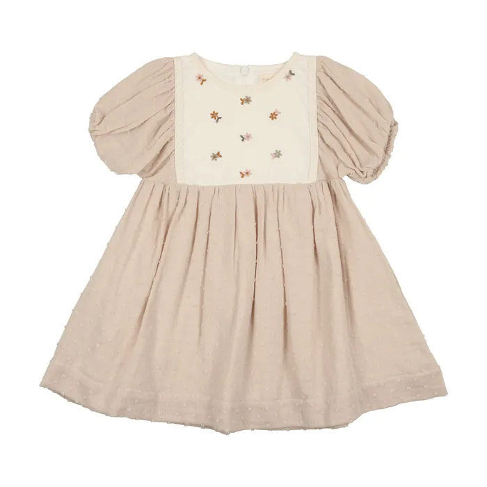 Analogie Swiss Dot Dress Short Sleeve Oat Analogie Earrings