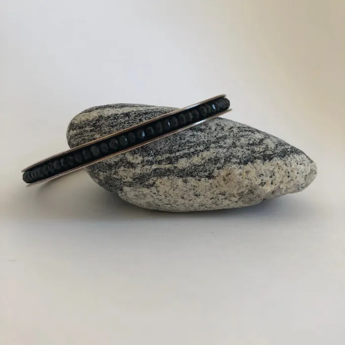 Bracelets Martha Andrew Bronze Bangle Bracelet with obsidian