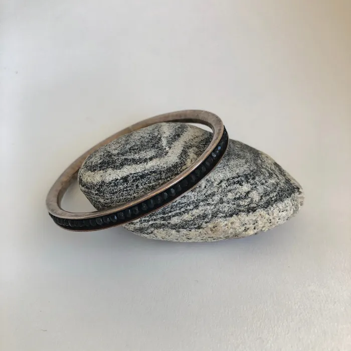 Bracelets Martha Andrew Bronze Bangle Bracelet with obsidian Bracelets Martha Andrew Bronze Bangle Bracelet with obsidian