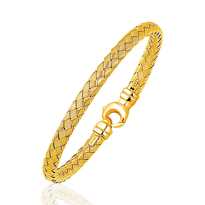 Bracelets MayaMila Fancy Weave Bangle in 14k Yellow Gold 50mm