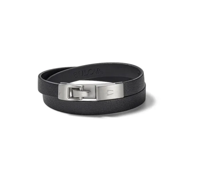 BULOVA DOUBLE WRAP LEATHER BRACELET J96B018M Bulova Bracelets
