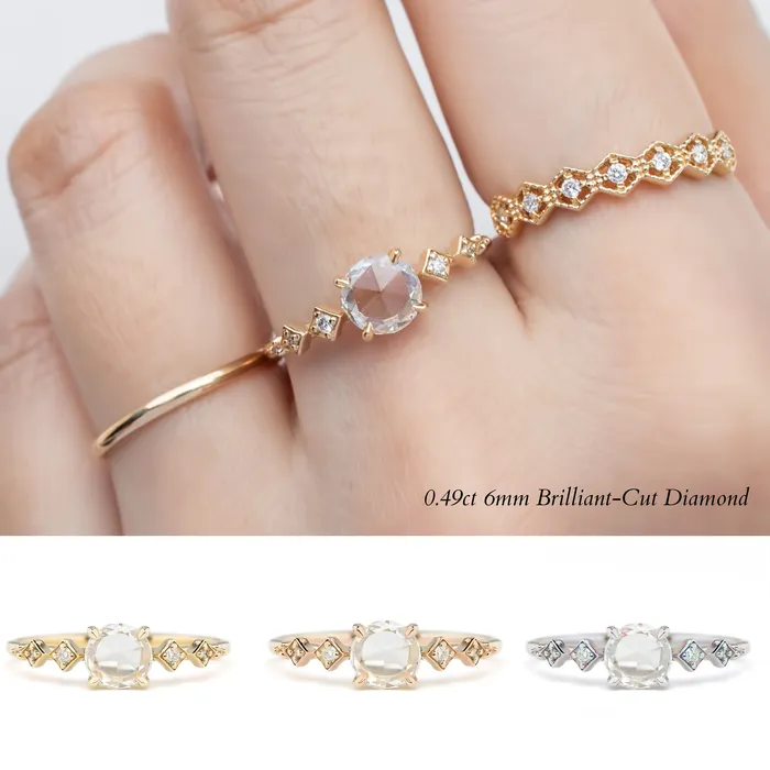 Celeste Prong Set Ring Round Rose Cut Diamond Envero Jewelry Rings