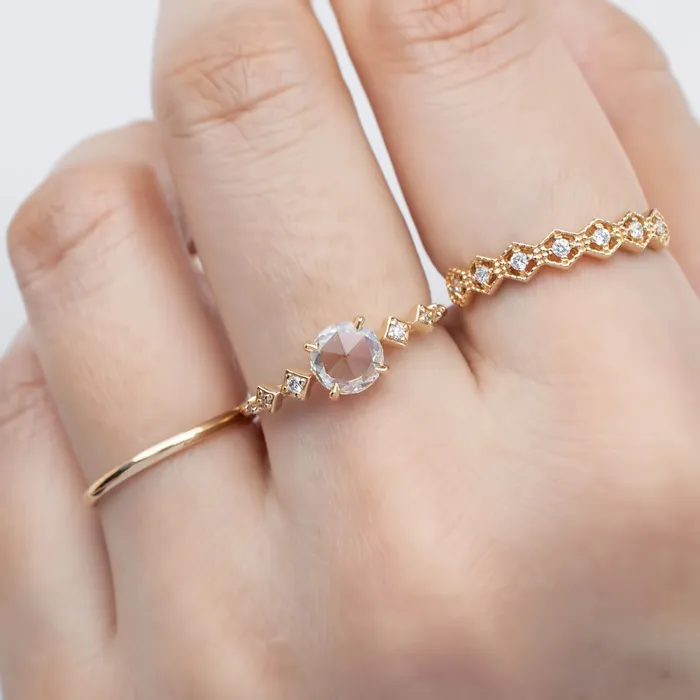 Celeste Prong Set Ring Round Rose Cut Diamond Envero Jewelry Rings