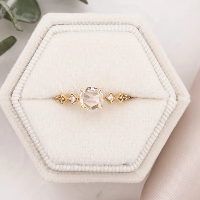 Celeste Prong Set Ring Round Rose Cut Diamond Envero Jewelry Rings