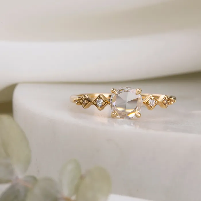 Celeste Prong Set Ring Round Rose Cut Diamond Envero Jewelry Rings