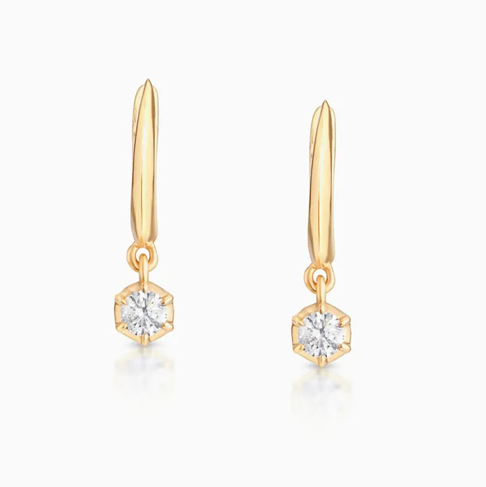 Earrings Carbon Hyde Crown Huggies Yellow Gold PAIR