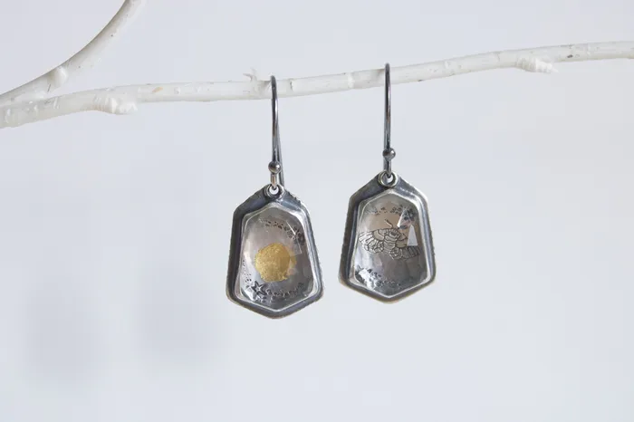 Earrings Moon Indigo Studio Moon and Moth Earrings