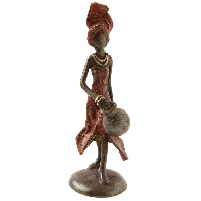 Earrings Swahili African Modern Small Woman with Red Headdress and Water Pot