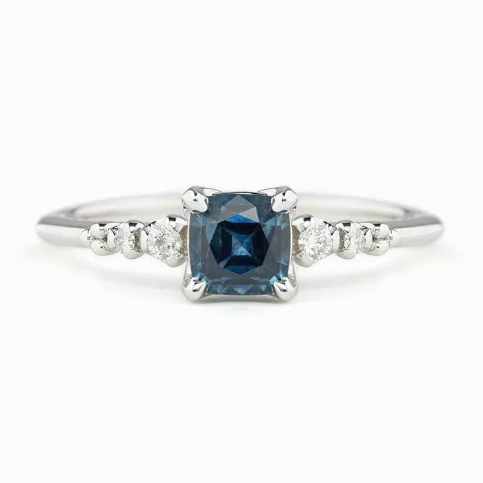 Envero Jewelry Rings Estel Fleur Four Prongs Ring 072ct Blue Montana Sapphire 14k White Gold One of a kind Envero Jewelry Rings Estel Fleur Four Prongs Ring 072ct Blue Montana Sapphire 14k White Gold One of a kind
