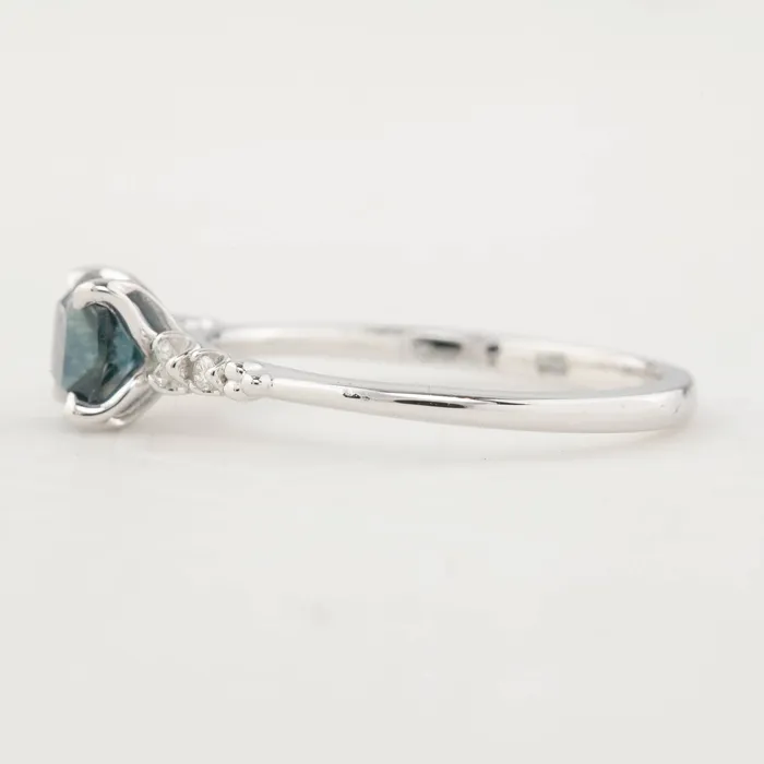 Envero Jewelry Rings Estel Fleur Four Prongs Ring 097ct Cushion Cut Teal Blue Sapphire One of a kind Envero Jewelry Rings Estel Fleur Four Prongs Ring 097ct Cushion Cut Teal Blue Sapphire One of a kind