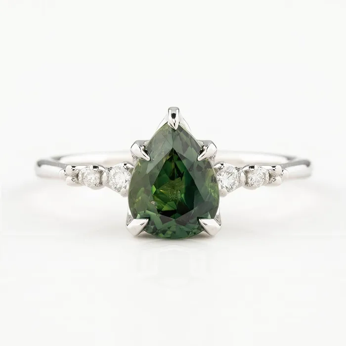 Envero Jewelry Rings Estel Fleur Ring 176ct Unheated Pear Queensland Sapphire Ring 14K White Gold One of a kind Envero Jewelry Rings Estel Fleur Ring 176ct Unheated Pear Queensland Sapphire Ring 14K White Gold One of a kind