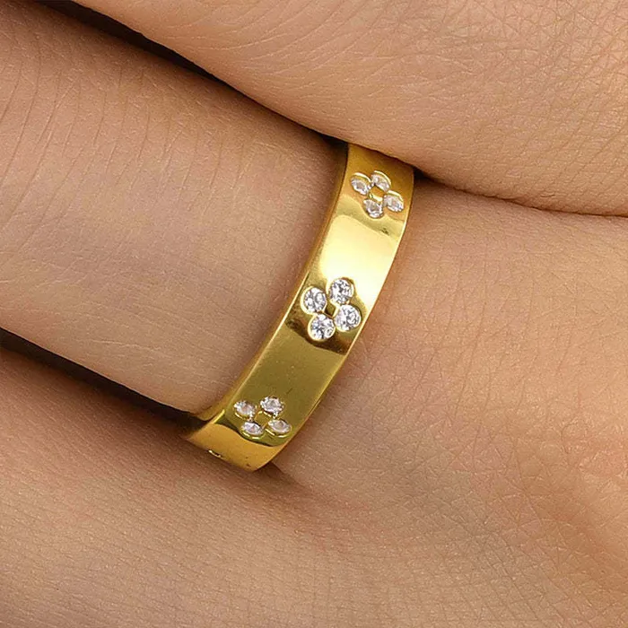 Golden Tone Art Carved Wedding Band shineofdiamond Rings