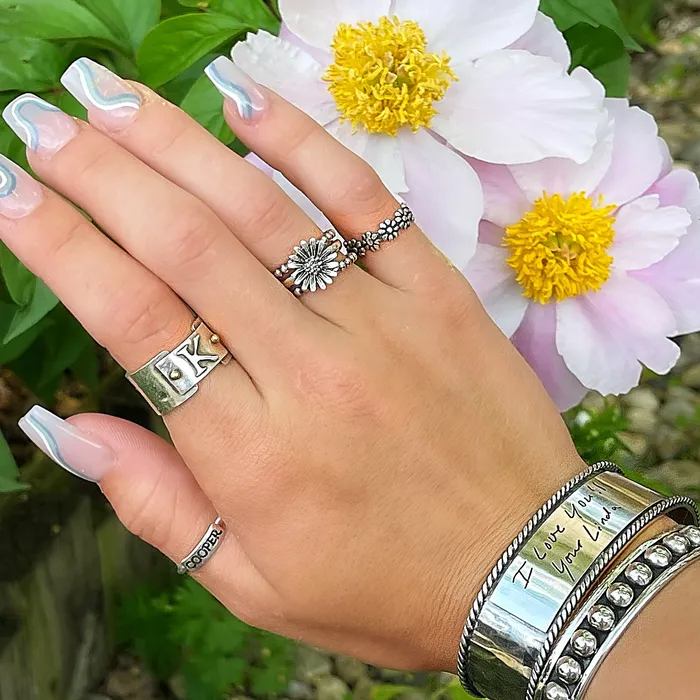 HeidiJHale Designs Rings Sterling Silver Daisy Ring Set HeidiJHale Designs Rings Sterling Silver Daisy Ring Set