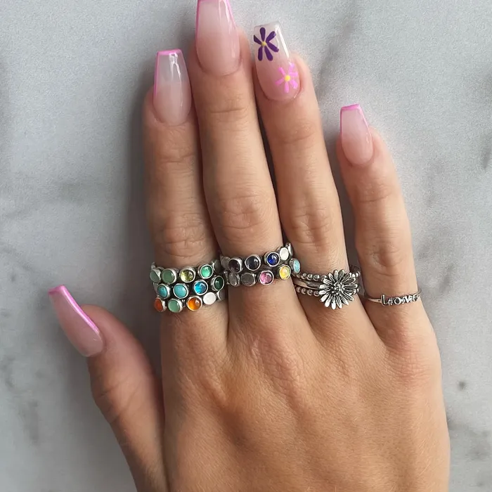 HeidiJHale Designs Rings Sterling Silver Daisy Ring Set HeidiJHale Designs Rings Sterling Silver Daisy Ring Set