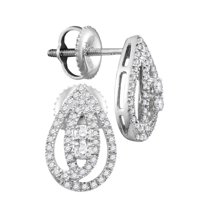 mayamila 10kt White Gold Womens Round Diamond 2stone Teardrop Stud Earrings 14 Cttw Earrings mayamila 10kt White Gold Womens Round Diamond 2stone Teardrop Stud Earrings 14 Cttw Earrings