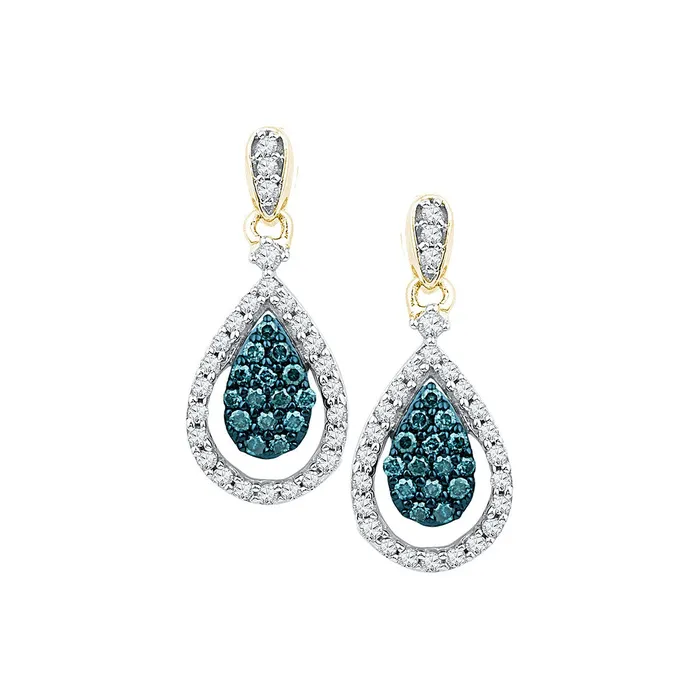 mayamila 10kt Yellow Gold Womens Round Blue Color Enhanced Diamond Teardrop Dangle Earrings 58 Cttw Earrings mayamila 10kt Yellow Gold Womens Round Blue Color Enhanced Diamond Teardrop Dangle Earrings 58 Cttw Earrings