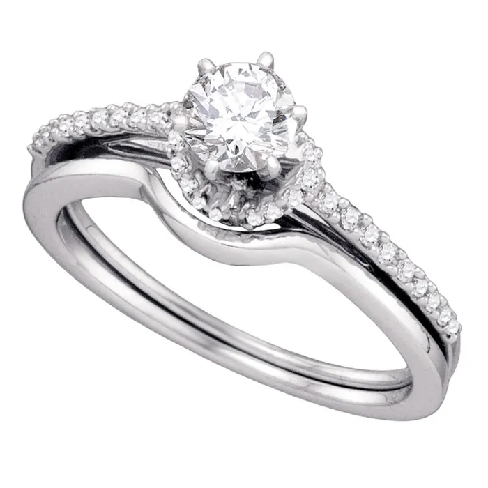 mayamila 14kt White Gold Womens Round Diamond Slender Bridal Wedding Engagement Ring Band Set 12 Cttw Rings mayamila 14kt White Gold Womens Round Diamond Slender Bridal Wedding Engagement Ring Band Set 12 Cttw Rings