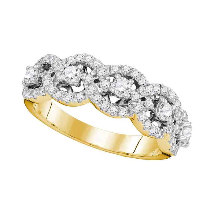 mayamila 14kt Yellow Gold Womens Round Paveset Diamond Linked Circle Band 100 Cttw Rings mayamila 14kt Yellow Gold Womens Round Paveset Diamond Linked Circle Band 100 Cttw Rings