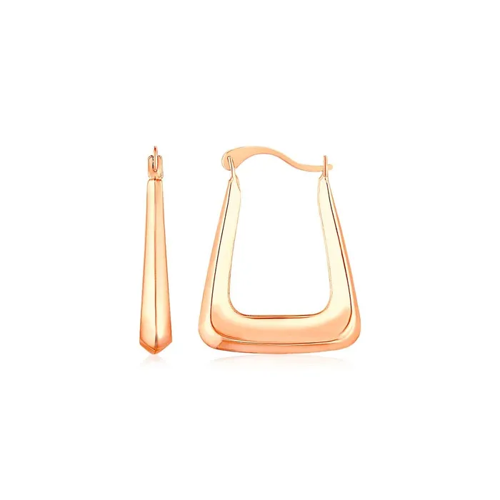 MayaMila Earrings 14k Rose Gold Polished Square Hoop Earrings