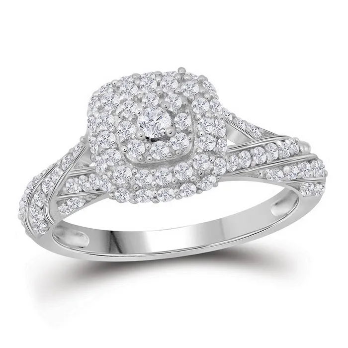 mayamila Rings 10kt White Gold Womens Round Diamond Solitaire Halo Bridal Wedding Engagement Ring 34 Cttw mayamila Rings 10kt White Gold Womens Round Diamond Solitaire Halo Bridal Wedding Engagement Ring 34 Cttw