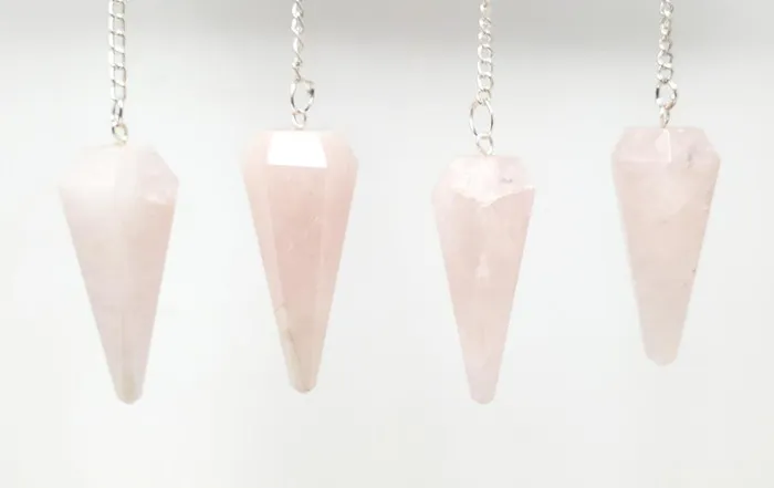 New Age Imports Inc Necklaces Rose Quartz Pendulum with Chain