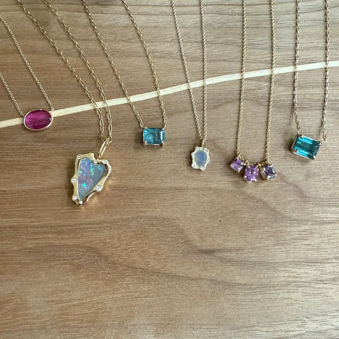 Petite Baleine Rebel Heart Opal and Diamond Pendant Necklace Necklaces