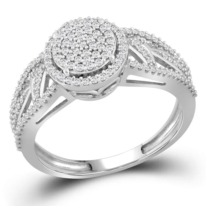 Rings mayamila 10kt White Gold Womens Round Diamond Circle Cluster Ring 38 Cttw Rings mayamila 10kt White Gold Womens Round Diamond Circle Cluster Ring 38 Cttw
