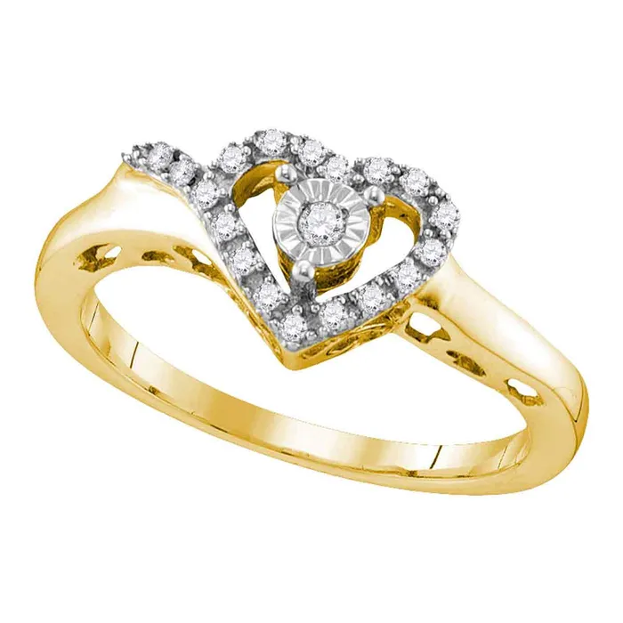 Rings mayamila Yellowtone Sterling Silver Womens Round Diamond Heart Love Ring 110 Cttw Rings mayamila Yellowtone Sterling Silver Womens Round Diamond Heart Love Ring 110 Cttw