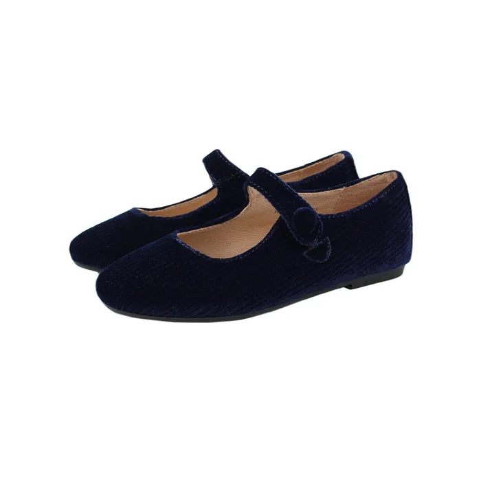 Rings Perroquet Shoes Perroquet Girls Ribbed Velvet Round Front Mary Janes Blue Rings Perroquet Shoes Perroquet Girls Ribbed Velvet Round Front Mary Janes Blue