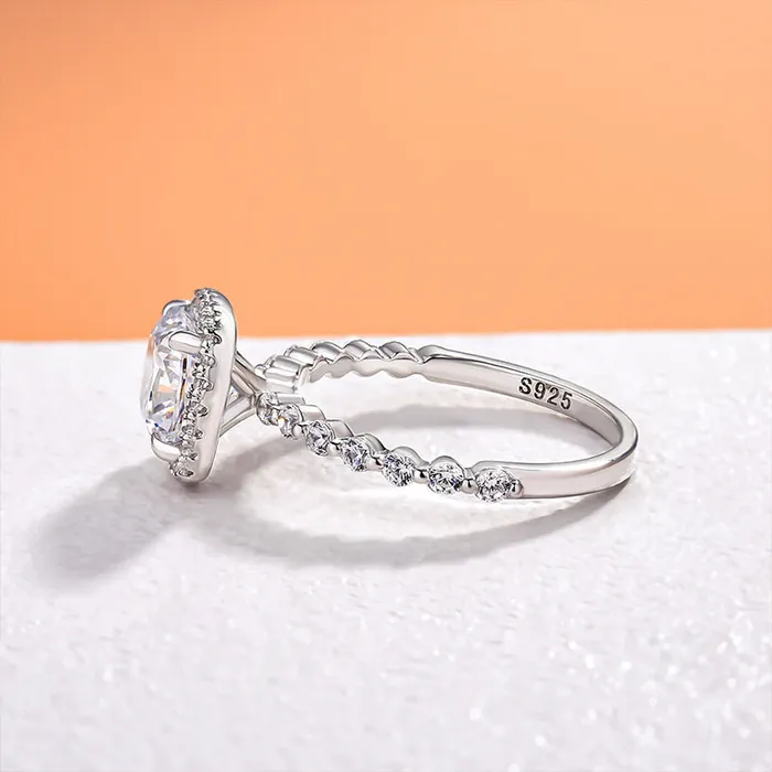 Rings Shineofdiamond Halo Cushion Cut Engagement Ring In Sterling Silver Rings Shineofdiamond Halo Cushion Cut Engagement Ring In Sterling Silver