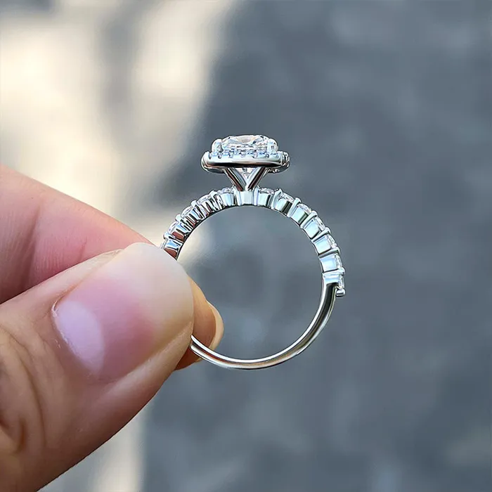 Rings Shineofdiamond Halo Cushion Cut Engagement Ring In Sterling Silver Rings Shineofdiamond Halo Cushion Cut Engagement Ring In Sterling Silver