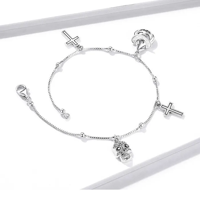 shine of diamond Halloween Skeleton Cross Pumpkin Sterling Silver Bracelet Bracelets shine of diamond Halloween Skeleton Cross Pumpkin Sterling Silver Bracelet Bracelets