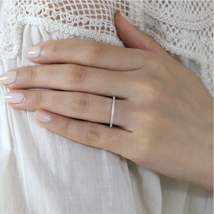 Shineofdiamond Rings Classic Eternity Thin Sterling Silver Wedding Band Shineofdiamond Rings Classic Eternity Thin Sterling Silver Wedding Band