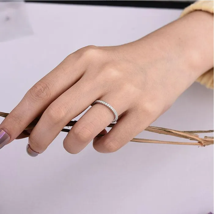 Shineofdiamond Rings Classic Eternity Thin Sterling Silver Wedding Band Shineofdiamond Rings Classic Eternity Thin Sterling Silver Wedding Band