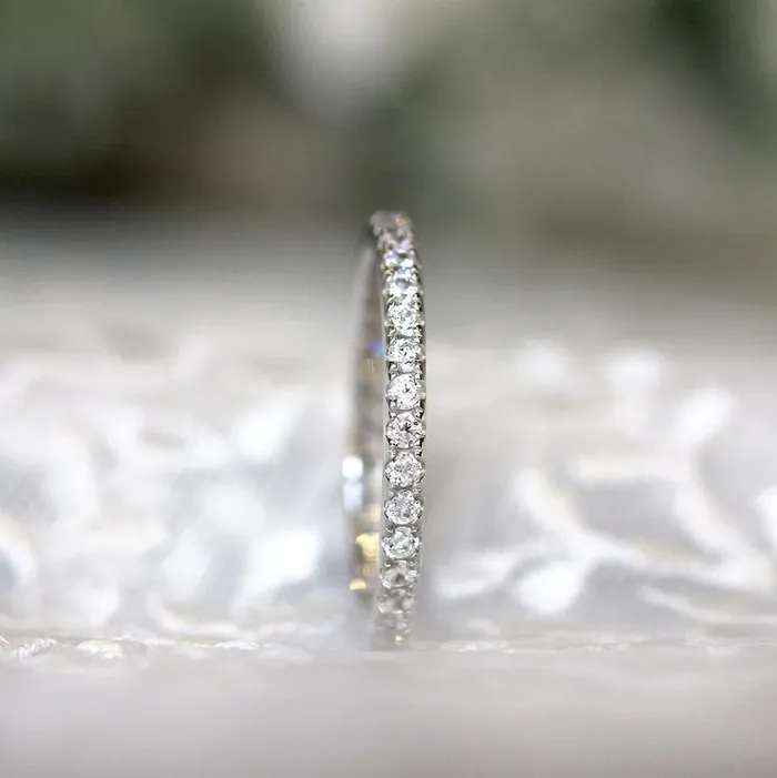 Shineofdiamond Rings Classic Eternity Thin Sterling Silver Wedding Band Shineofdiamond Rings Classic Eternity Thin Sterling Silver Wedding Band