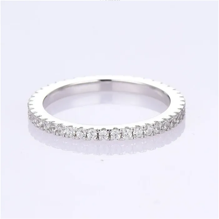 Shineofdiamond Rings Classic Eternity Thin Sterling Silver Wedding Band Shineofdiamond Rings Classic Eternity Thin Sterling Silver Wedding Band