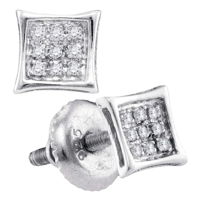 Sterling Silver Unisex Round Diamond Kite Cluster Stud Earrings 120 Cttw mayamila Earrings Sterling Silver Unisex Round Diamond Kite Cluster Stud Earrings 120 Cttw mayamila Earrings
