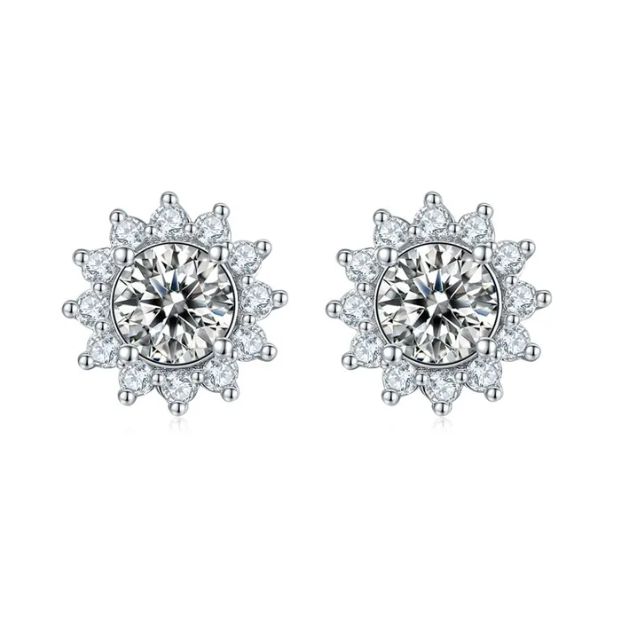 Sunflower Design Stud Earrings Shineofidamond Earrings