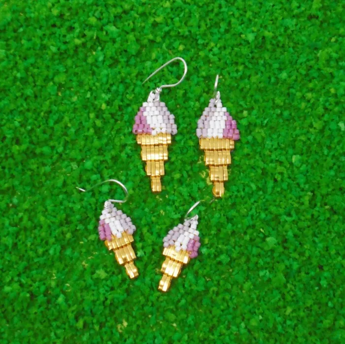 Wild Mint Earrings Raspberry Swirl Ice cream Earrings